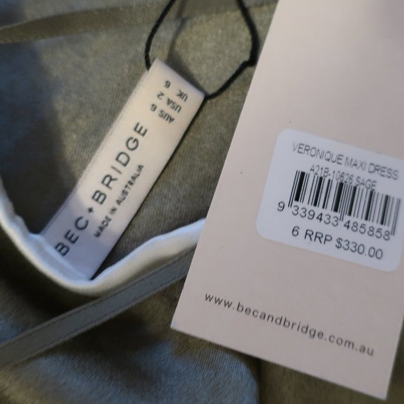 Bec & Bridge Veronique Sage Green cutout Dress - Picture 9 of 9